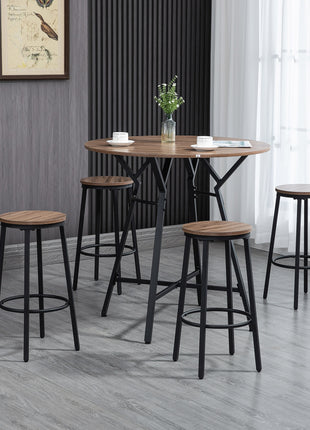 5-Piece Bar Table and Chairs Set, Space Saving Dining Table & 4 Stools