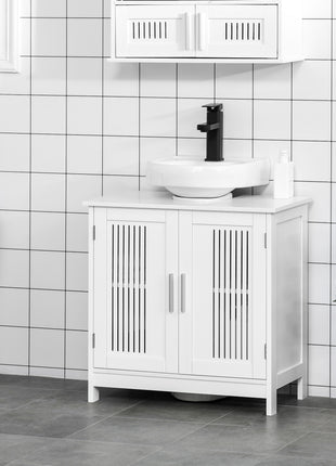 Bathroom Under Sink Cabinet Vanity Unit with Adjustable Shelf Space Saver, White