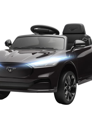 12V Kids Ride On Car, Licensed Ford Mustang Mach-E Electric Car with Remote Control, LED Light, Music, Black