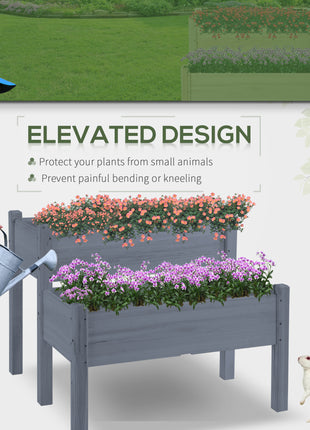 34"x34"x28" Raised Garden Bed 2-Tier Wooden Planter Box for Backyard, Patio to Grow Vegetables, Herbs and Flowers, Gray