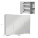 Bathroom Mirror Cabinet with Light, Bathroom Storage Cupboard with USB Charge, Adjustable Shelf, 35.5"W x 25.5"H, White