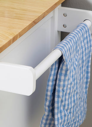 27" Rolling Kitchen Island Cart with Drawer and Glass Door Cabinet, Kitchen Trolley with Adjustable Shelf and Towel Rack, White