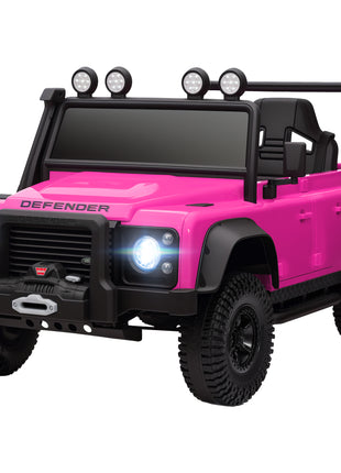 Land Rover Licensed Electric Car for Kids with Remote Control, Dual Motors, Spring Suspension, LED Lights, Pink