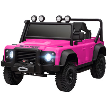 Land Rover Licensed Electric Car for Kids with Remote Control, Dual Motors, Spring Suspension, LED Lights, Pink