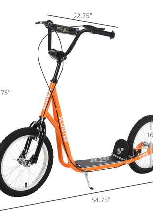 Youth Scooter Kick Scooter for Kids 5+ with Adjustable Handlebar Front and Rear Dual Brakes, Orange