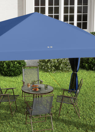 10' x 10' Pop Up Canopy Tent with Netting, Instant Gazebo, Screen House Room with Carry Bag, Height Adjustable, for Outdoor, Garden, Patio, Camping, Blue