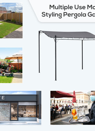 Durable 10x10 Steel Pergola, Wall-Mounted with Canopy for Patio Perfect for Homeowners, Gray