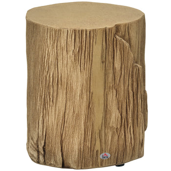 17" Tall Tree Stump End Table, Concrete Sofa Side Table for Indoor and Outdoor Use, Garden Stool