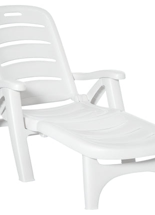 Outdoor Chaise Lounge Chair on Wheels, Waterproof, Quick Assembly, Folding, 5 Level Adjustable Backrest for Pool, White