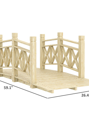 5 ft. Wooden Garden Bridge Footbridge for Backyard Ponds, Creeks, Streams, Nature Wood