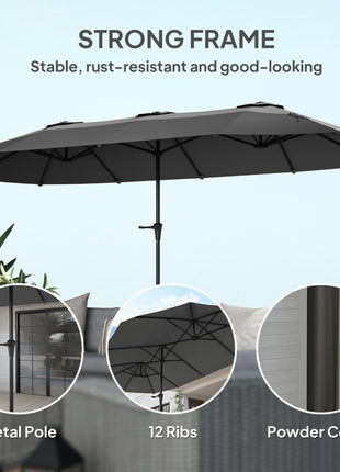 13 ft. Extra Large Patio Umbrella with Easy Crank Handle, Vents for Outdoor, Patio, UPF30+, Dark Gray