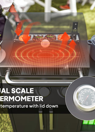 3 Burner Propane Gas Grill with Side Burner Barbecue Grill with Shelves, 9.5 KW Output, 310 Sq. in. Cooking Area