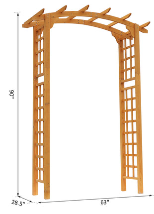 7.5' Fir Wood Round Outdoor Garden Pergola Style Arbor Arch Trellis