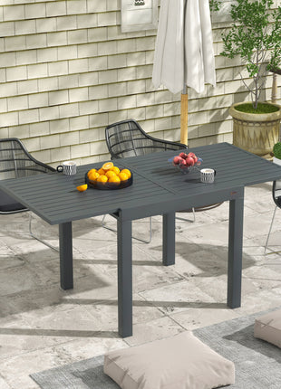 Expandable Patio Table, Outdoor Dining Table for 4-6 with Aluminum Frame for Garden, Lawn, Balcony Terrace, Gray