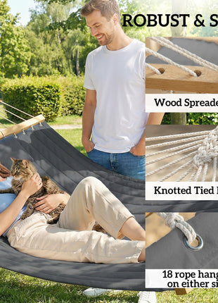 Outdoor Hammock 2-Person, with Pillow & Pad, 440 lbs Capacity, Gray