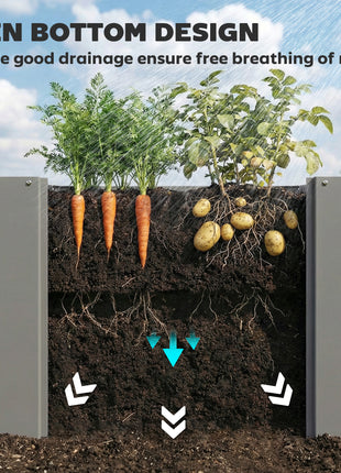 Raised Garden Bed Galvanized Planter Box Outdoor with Gloves for Gardening Vegetables, Flower, Herb, 2.6 x 1 x 2 ft, Gray