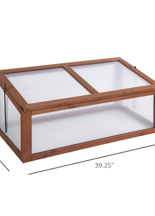 Wooden Cold Frame Greenhouse, Mini Greenhouse with Polycarbonate Board and Solid Wood Frame, Green House Cold Frame