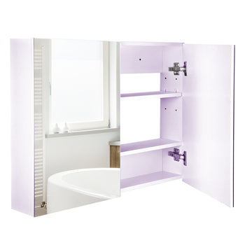 Double Door Wall Mounted Bathroom Mirror, 31.5" x 23.5" Medicine Cabinet with Modern Design, Large Storage, & Quiet Hinges