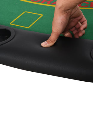 Poker Table Foldable, 72" Blackjack Table for 7 Players with Chip & Cup Holder, Green Felt