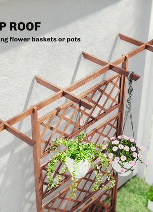 Wooden Trellis Planter Box, Raised Garden Bed to Grow Vegetables, Herbs and Flowers