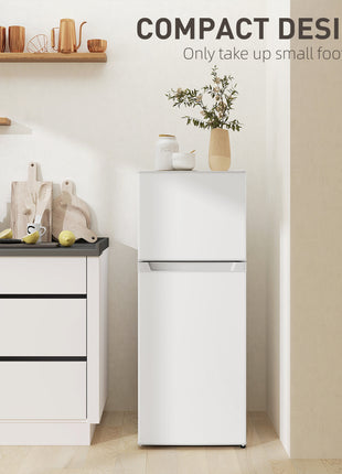 Small Fridge with Freezer, 4 Cu Ft Refrigerator with Reversible Doors, White