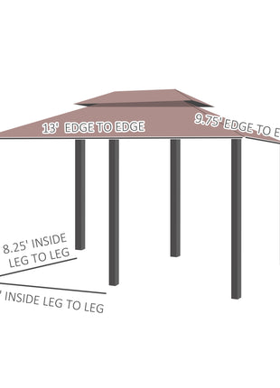  10' x 13' Patio Gazebo, Outdoor Gazebo Canopy Shelter with Curtains, Vented Roof, Steel Frame for Garden, Lawn, Backyard and Deck, Khaki