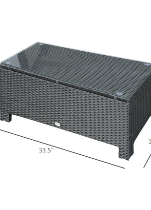 Patio Coffee Table, Large Side Table, Hand-Woven PE Rattan, Weather Resistant Wicker, Outdoor Furniture for Garden Black