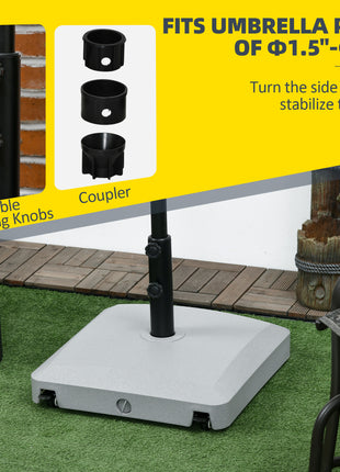 Patio Umbrella Base with Wheels, 53lbs Water or 66lbs Sand Filled, Heavy Duty Outdoor Umbrella Stand Holder, Gray