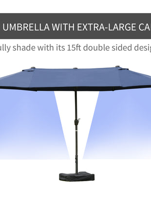 Double-Sided Patio Umbrella, Rust-Resistant Steel, Poolside Shade, Dark Blue
