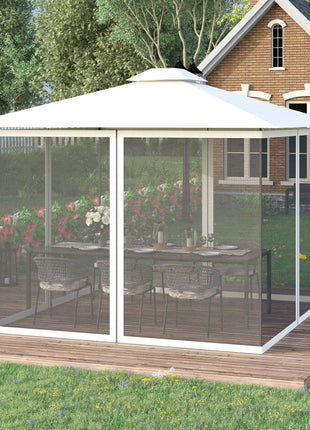 Universal Replacement Mesh Sidewall Netting for 9.84' x 13.1' Gazebos and Canopy Tents with Zippers, (Sidewall Only) White