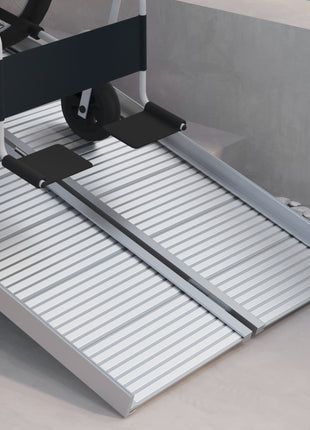 5' Foldable Handicap Ramp for Home, Steps, Doorways, Aluminum Portable Wheelchair Ramp, Textured Threshold Ramp, Silver