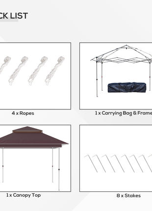 12' x 12' Pop Up Canopy Tent with Netting and Carry Bag, Instant Sun Shelter with 137 sq.ft Shade, Tents for Parties, Height Adjustable, for Outdoor, Garden, Patio, Brown