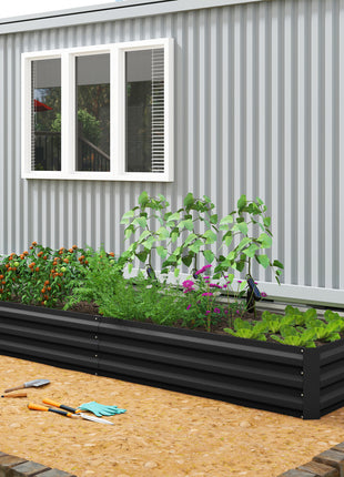 95" x 36" x 12" Galvanized Raised Garden Bed, Easy DIY and Cleaning for Growing Flowers, Herbs, Succulents, Black