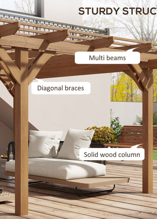 12' x 16' Outdoor Pergola Grape Trellis, Wood Gazebo for Climbing Plants at Garden, Patio, Backyard, Deck, Brown