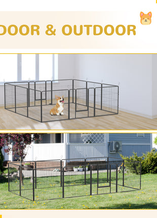 24 Panel Dog Playpen for Small and Medium Dogs with Lockable Door, 15.7' x 15.7' x 2.6'