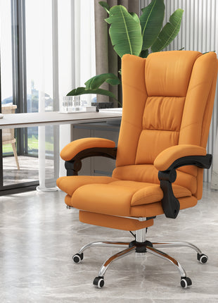 PU Leather Executive Massage Office Chair with 4 Vibration, Reclining w/ Adjustable Height, Swivel Wheels, Light Brown
