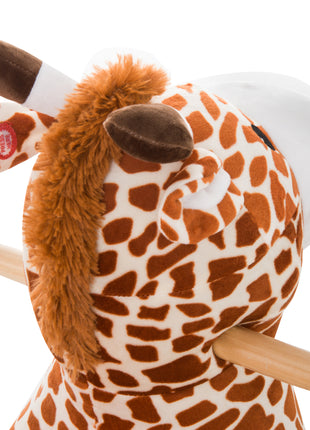 Kids Plush Rocking Horse Giraffe Style Themed Ride-On Chair Toy With Sound Brown