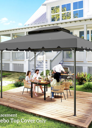 Model 84C-101 or 84C-144 13' x 10' Gazebo Replacement Canopy, Gazebo Top with Double Vented Roof (TOP ONLY), Gray