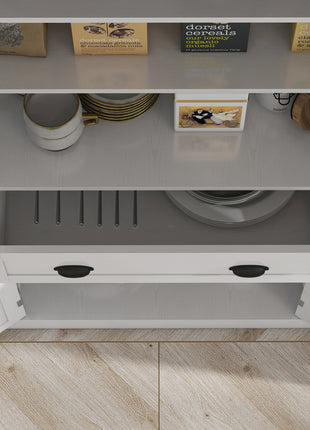72.5" Kitchen Cabinet, Pantry Storage Cabinet with Doors and Shelves, Freestanding Food Pantry Cabinet, White Wood Grain