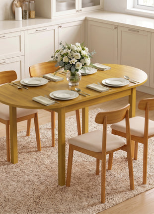 55" Wood Kitchen Table, Drop Leaf Tables for Small Spaces, Oak