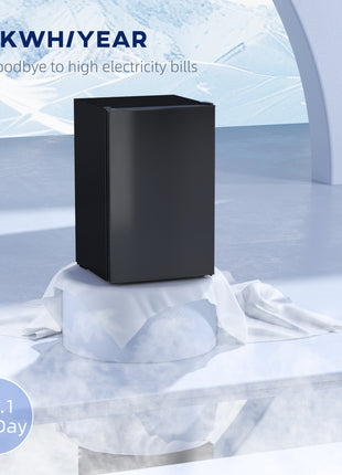 4.5 Cu.Ft Mini Fridge, Single Door Refrigerator with Freezer, Wheels, Adjustable Thermostat, Reversible Door, Black