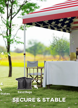 10' x 10' Pop Up Canopy Tent w/ Sidewall, Height Adjustable Instant Sun Shelter w/ Storage Pockets, American Flag Print