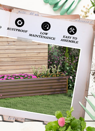 8x2x2ft Galvanized Raised Garden Bed Kit with Safety Edging for Flowers, Herbs and Vegetables, Dark Brown