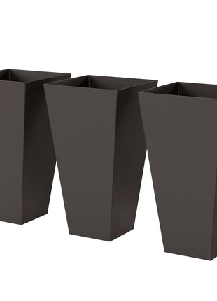 28ft Tall Plastic Planters, Set of 3, Flower Pot, anti-crack, fade-resistant, square shape with a matte surface, Outdoor & Indoor, for lawns, patios, yards, Brown