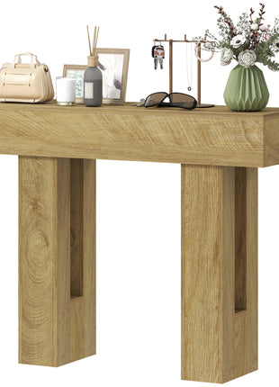 42 Inch Console Table, Sofa Table Behind the Couch with Thickened Tabletop for Living Room, Hallway, Entrance, Oak