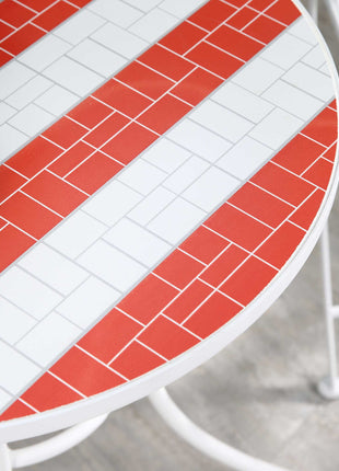 3 Piece Patio Bistro Set, Folding Outdoor Furniture with USA Mosaic Table and Chairs, Portable Metal Frames for 4th of July, Balcony, Backyard, Poolside, Porch, American Flag