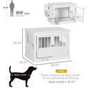 Wooden Dog Crate End Table, Dog Crate Furniture with Triple Doors, Puppy Crate for Small Dogs Indoor Use, White