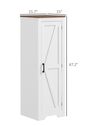 Farmhouse Accent Cabinet with Adjustable Shelf Barn Door Storage Cabinet for Living Room Floor Pantry Cabinet, White