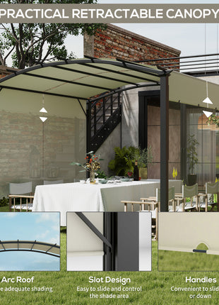 11' x 11' Outdoor Retractable Pergola Canopy for Backyard, Beige