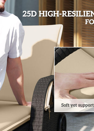 Foldable Chaise Lounge Cushion Set of 2, Outdoor Lounge Chair Cushion Set, UPF50+ 200gsm Fabric, 76" x 23", Beige